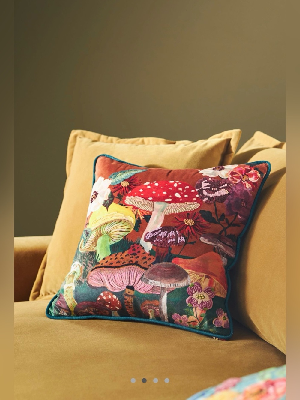 Anthropologie Nathalie Lete Embroidered Velvet Pillow
